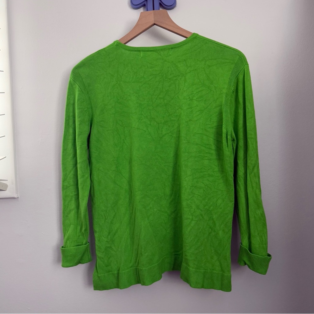 Gretchen Scott XS Sneek A Peek Sweater Bright Kelly Green - Picture 2 of 6